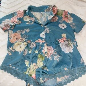 Floral silky pajama set